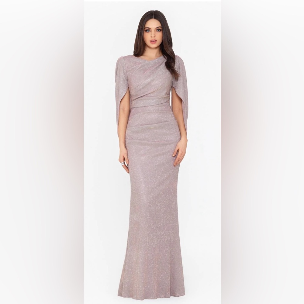 Betsy & Adam Glitter Drape gown